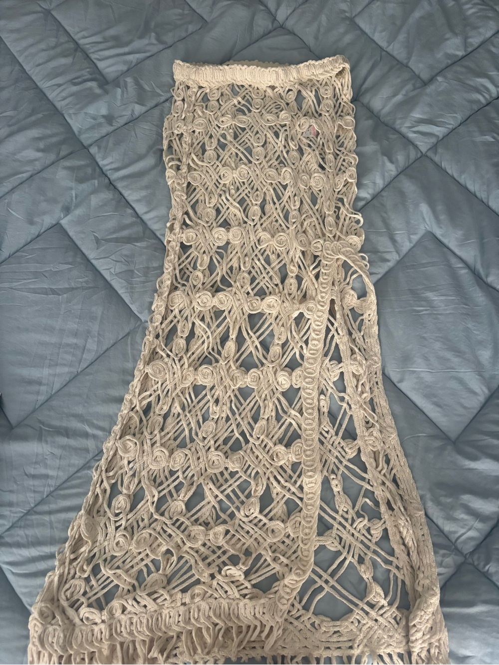 Nasty Gal Cream Macramé Knit Skirt